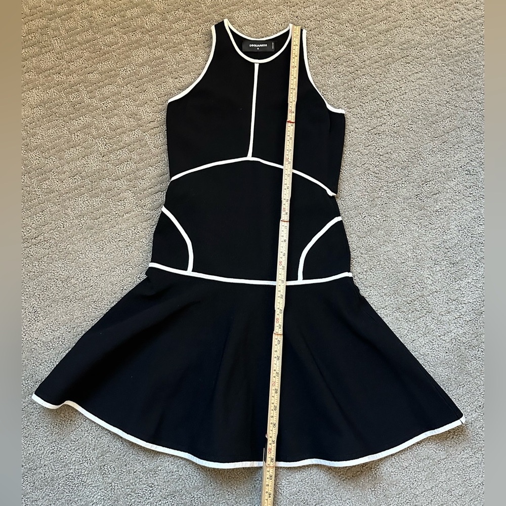 Dsquared2 Black White Piped Fit & Flare Dress Sz S Made in Italy - Picture 12 of 15